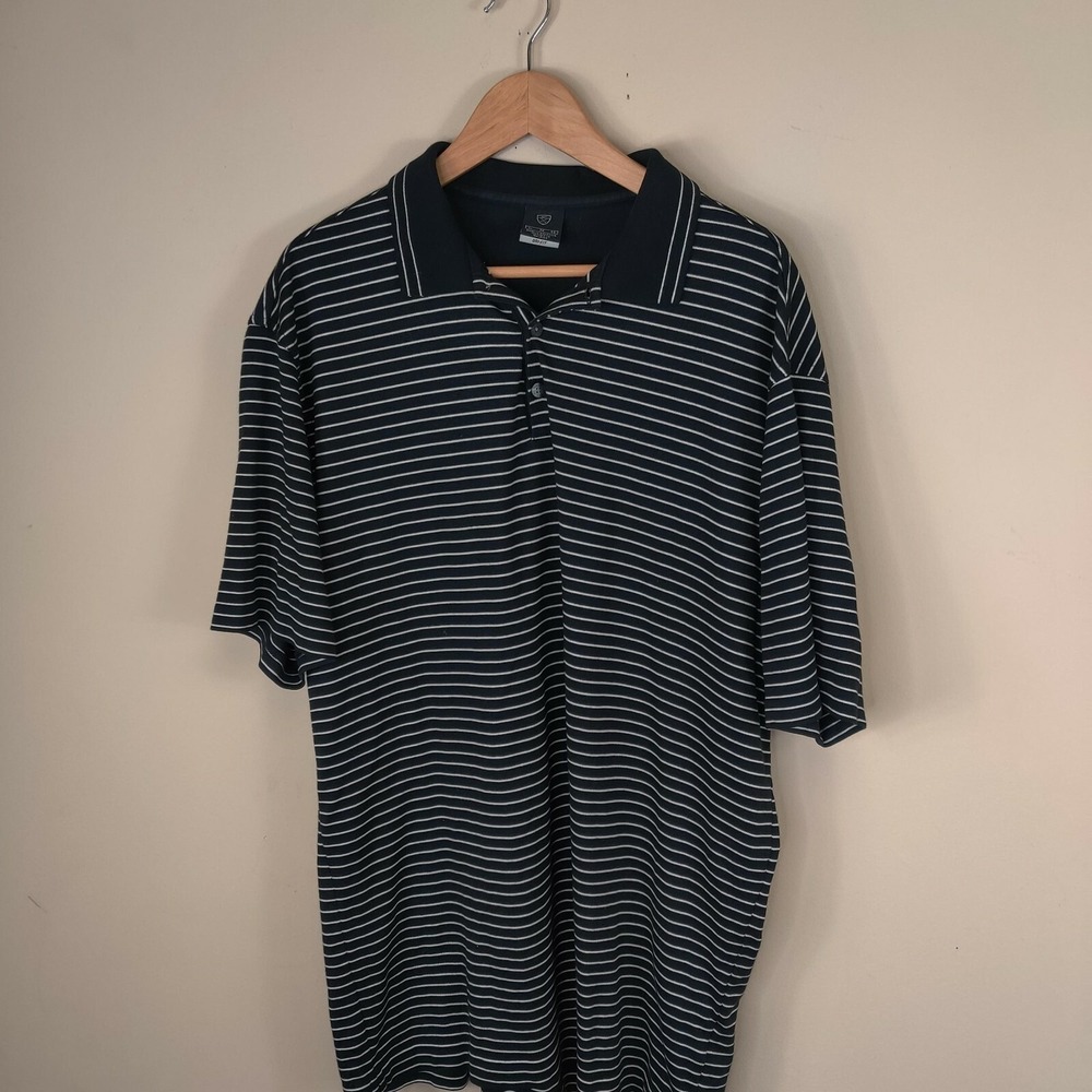 Nike Golf Dri-Fit Mens XL Polo Shirt Black/White Stripe